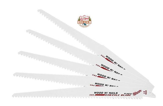 Milwaukee Reciprocating Saw Blade, 3/4 in W, 9 in L, 5 TPI