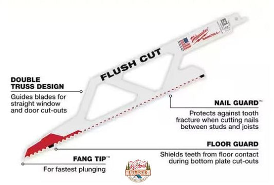 Milwaukee Flush Cut Sawzall Blade (Windows/Doors)