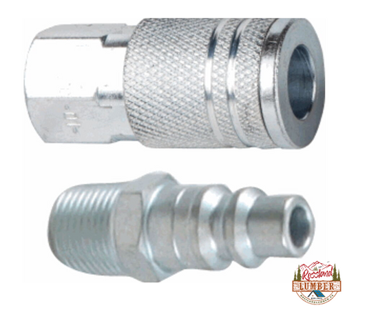 Air Hose 1/4" Industrial Nipple X 1/4" Male W/ Female Coupler Set